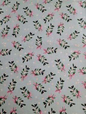 Lewis & Irene Bluebellgray Fa La La Collection Mistletoe Mint Fabric (0809)